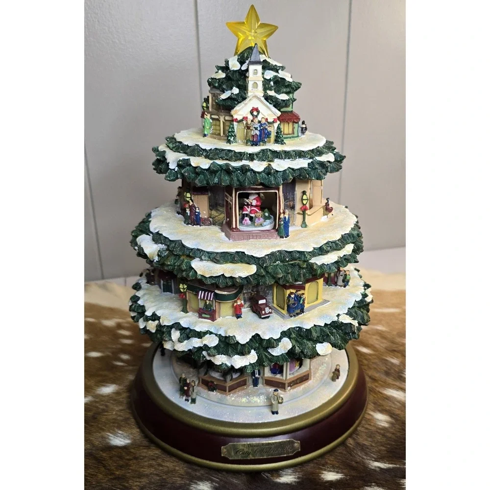 Thomas Kincade City Sidewalks Christmas Tree 2008 Illuminated Music Silver Bells